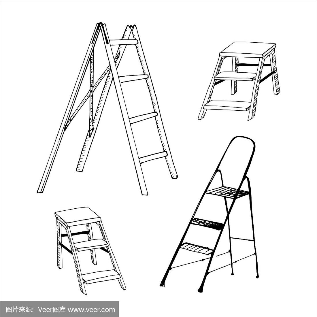 梯子咋画?，梯子简笔画简笔画