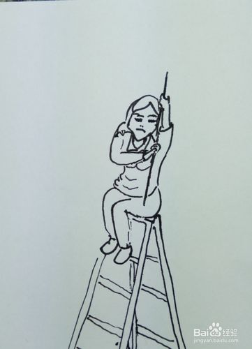 小人爬梯子简笔画，小人爬梯子简笔画图片